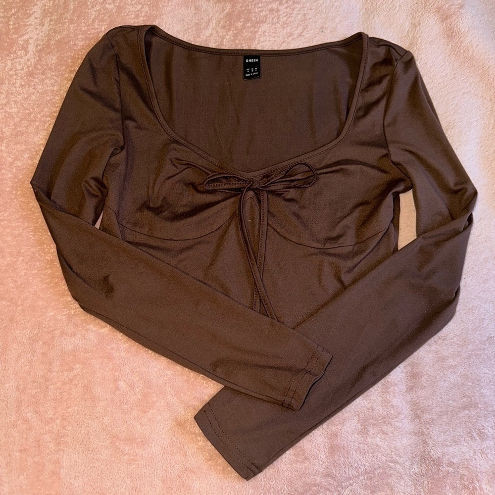 Privé Tie Front Ruched Bust Crop Top